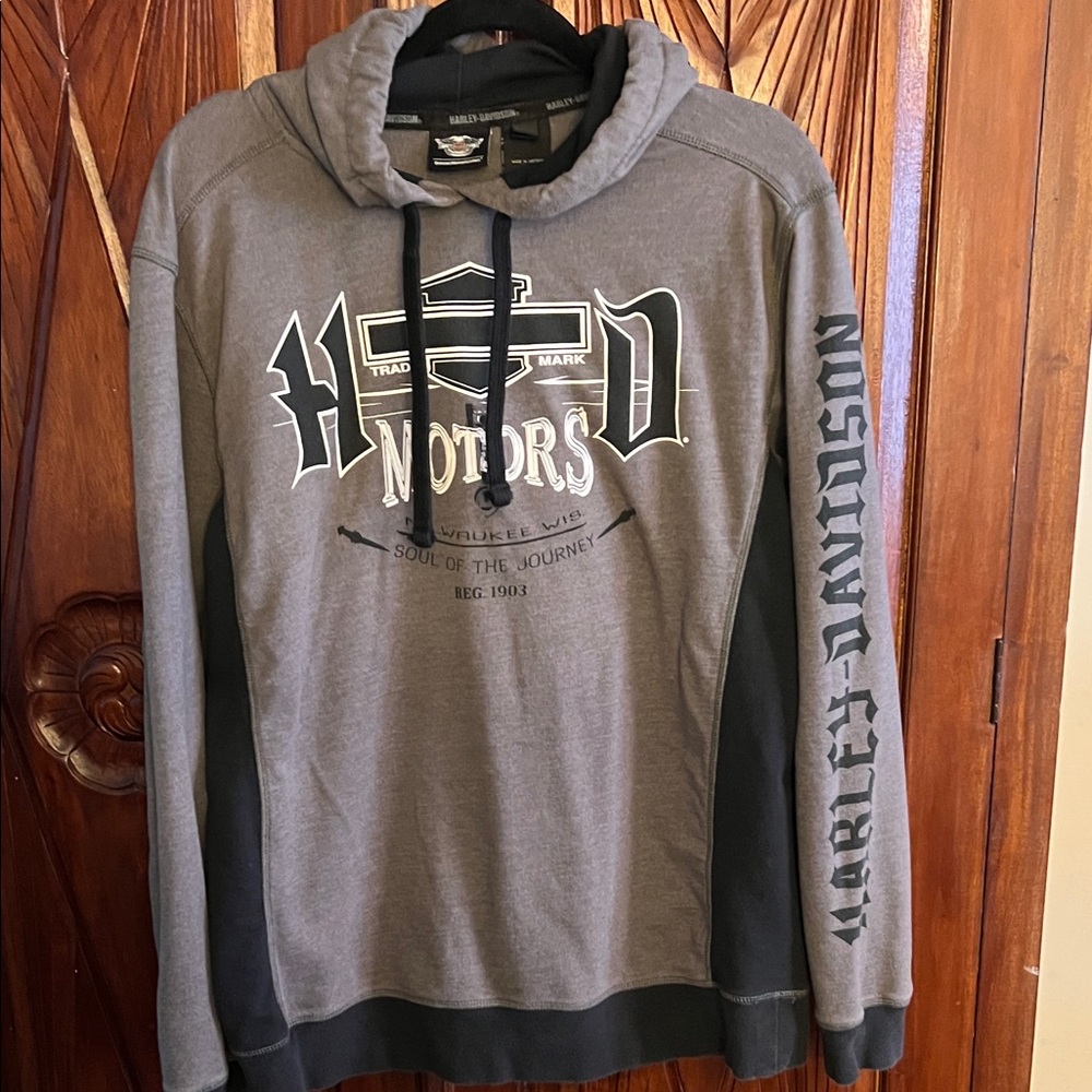 Harley-Davidson Black and Gray Men's Hoodie